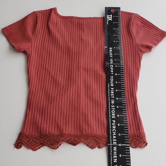 PINK ROSE Front Drawstring lace Short Sleeve Top - Picture 5 of 5